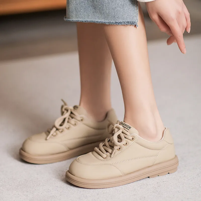 Women Minimalist Soft Leather Flat Casual Shoes