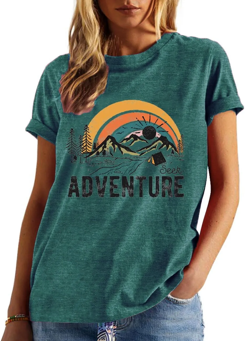 Women Mountain Adventure Workout Tanks Hiking Camping Graphic Athletic Sleeveless Funny Tee Tops