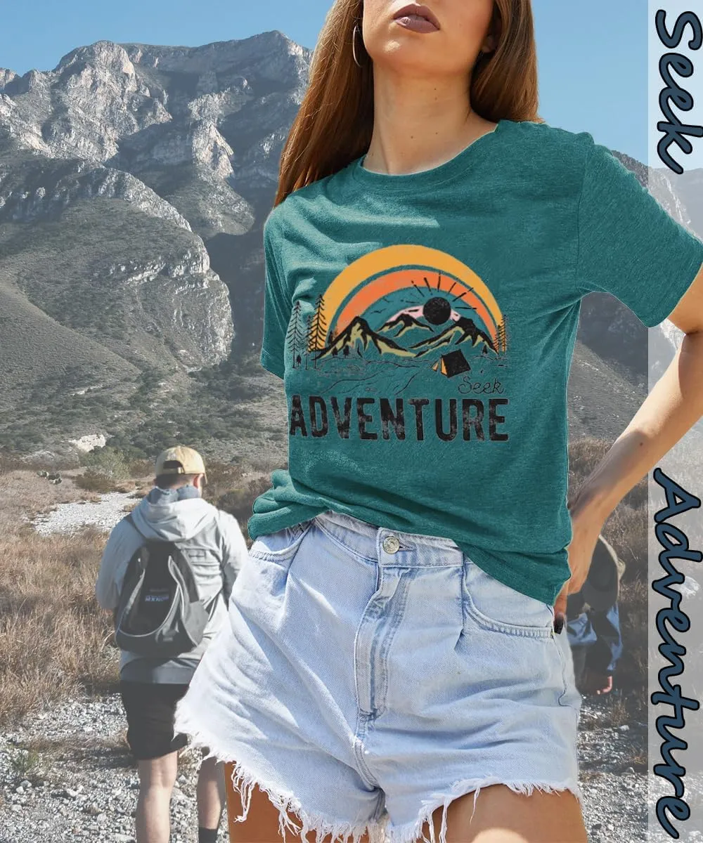 Women Mountain Adventure Workout Tanks Hiking Camping Graphic Athletic Sleeveless Funny Tee Tops