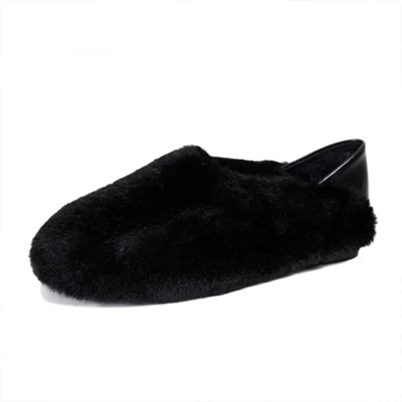 Women Soft Flat Casual Fur Shoes