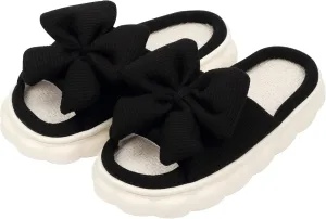 Women Summer Slippers Open Toe Bow Shoes Memory Foam House Slippers Rubber Sole Sandal Indoor Outdoor Birthday Christmas Gifts