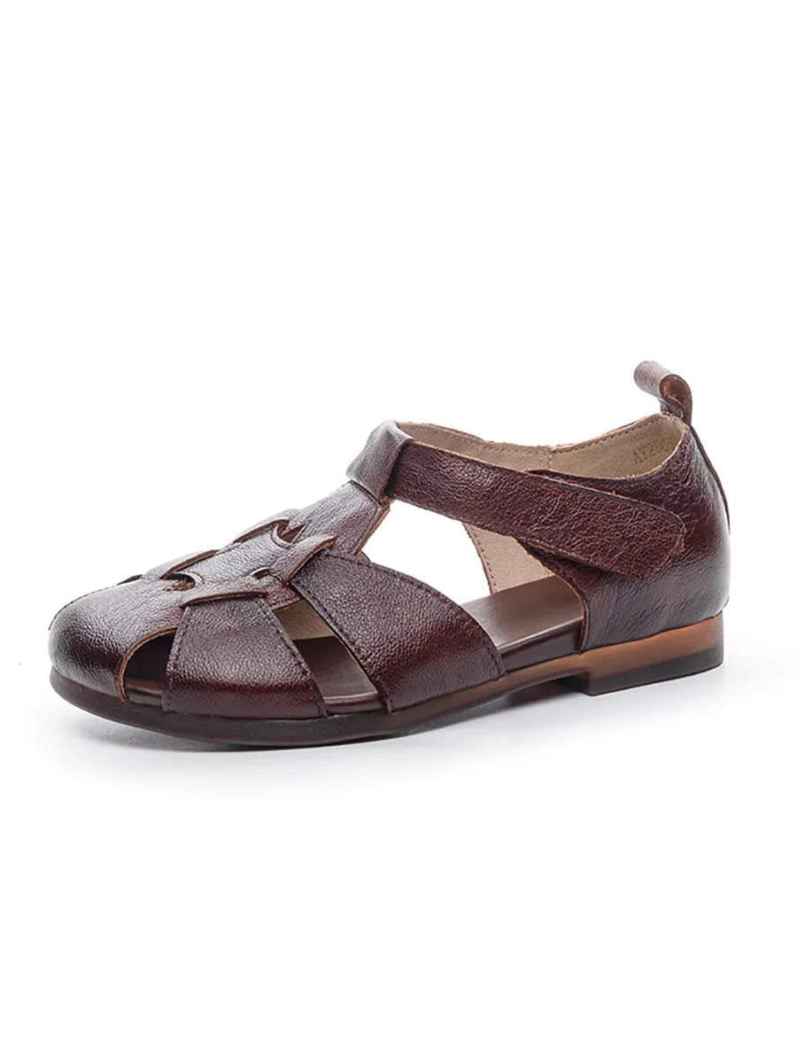 Women Summer Soft Leather Spliced Sandals