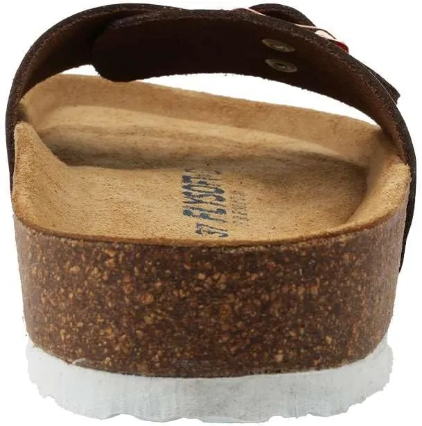 Women's 100% Genuine Leather Sandals - Comfortable Smart Foam Footbed, Slip-On Slides for Summer Wear, Adjustable Fit and Durable Non-Slip Sole