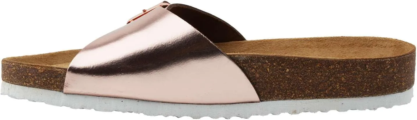 Women's 100% Genuine Leather Sandals - Comfortable Smart Foam Footbed, Slip-On Slides for Summer Wear, Adjustable Fit and Durable Non-Slip Sole