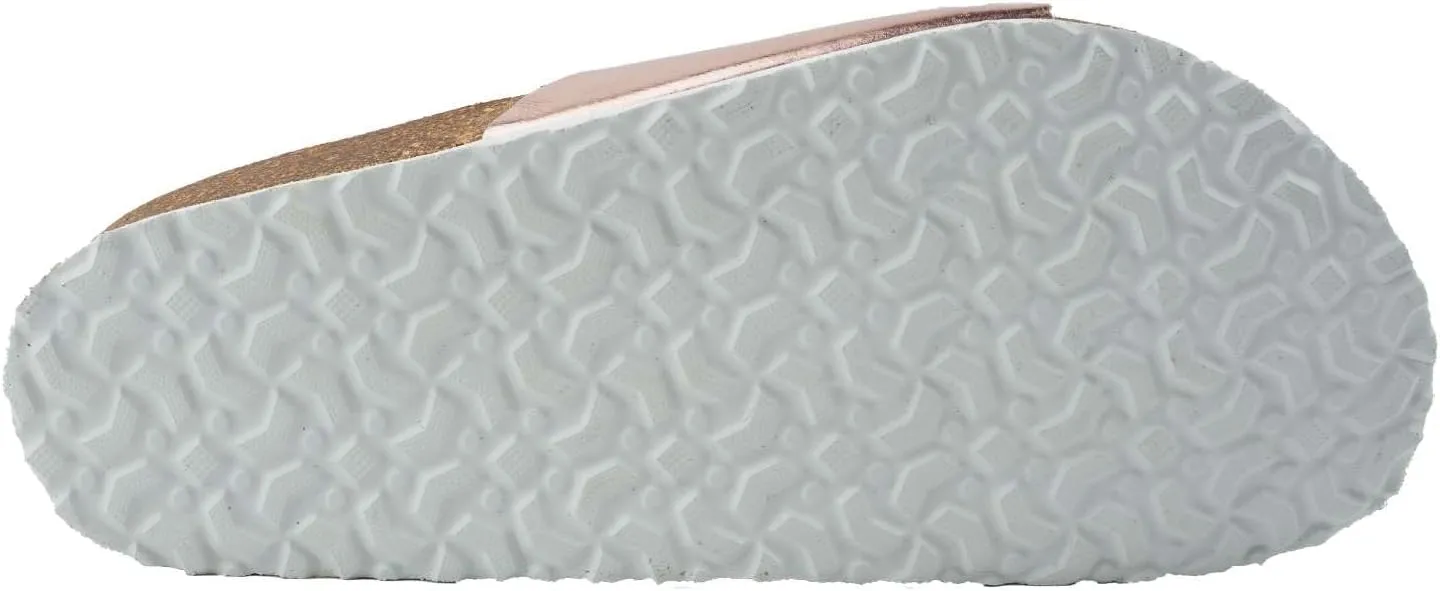 Women's 100% Genuine Leather Sandals - Comfortable Smart Foam Footbed, Slip-On Slides for Summer Wear, Adjustable Fit and Durable Non-Slip Sole