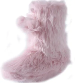Women's Boots Slippers Fuzzy Warm Memory Foam Indoor House Shoes Booties Slippers with Non-slip Rubber Soles