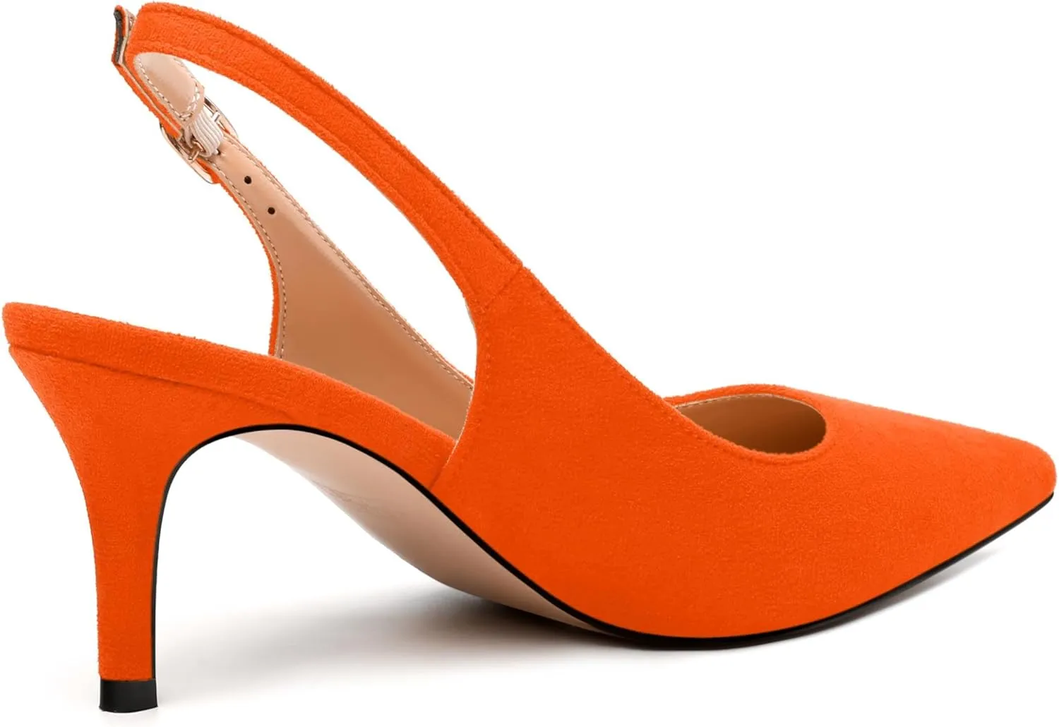 Women's Buckle Slingback Pumps, Pointed Closed Toe Mid Stiletto Heels, Slip On Fashion Solid Suede Working Wedding Dress Shoes for Women