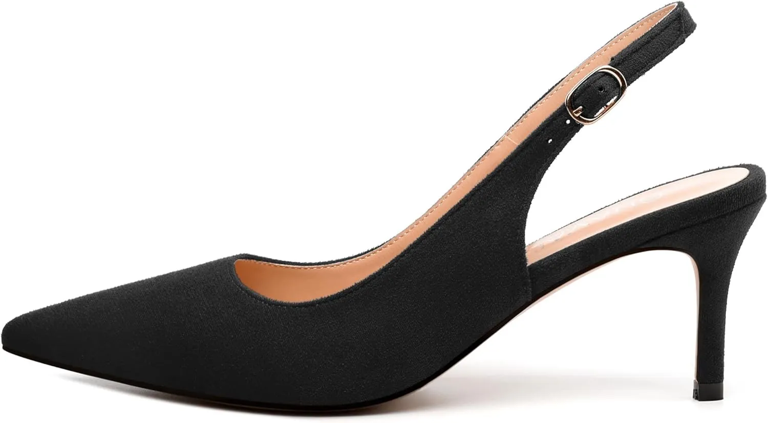 Women's Buckle Slingback Pumps, Pointed Closed Toe Mid Stiletto Heels, Slip On Fashion Solid Suede Working Wedding Dress Shoes for Women
