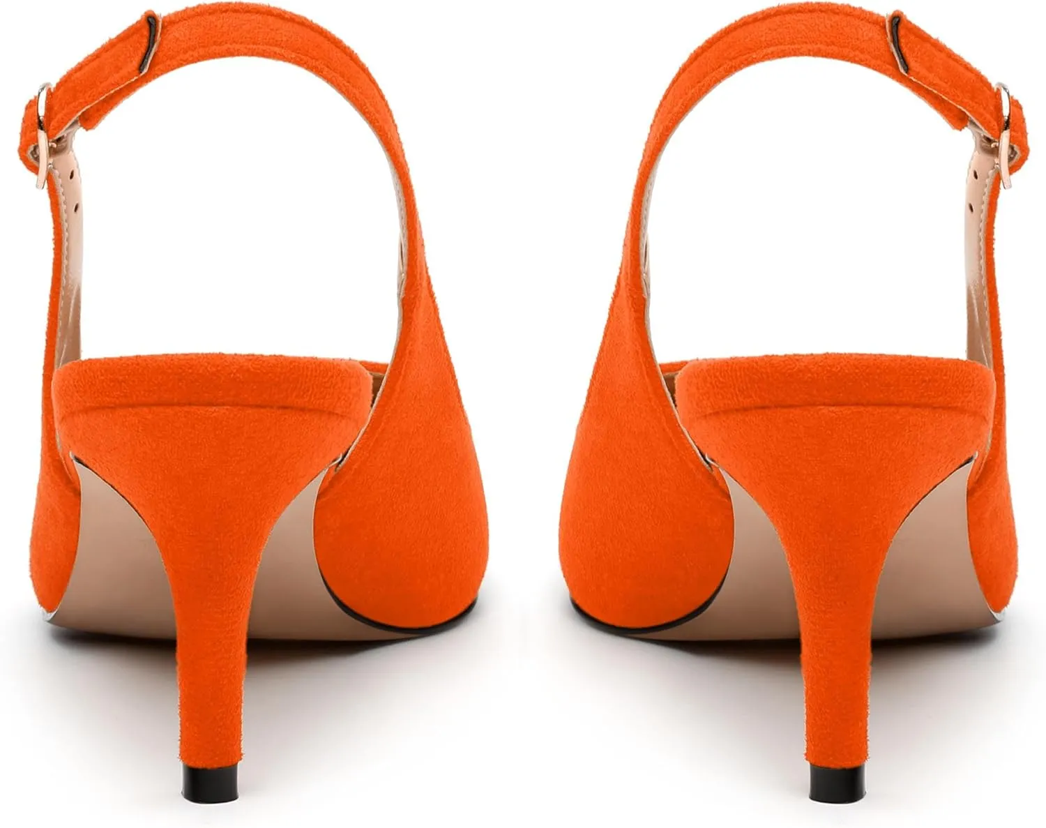 Women's Buckle Slingback Pumps, Pointed Closed Toe Mid Stiletto Heels, Slip On Fashion Solid Suede Working Wedding Dress Shoes for Women