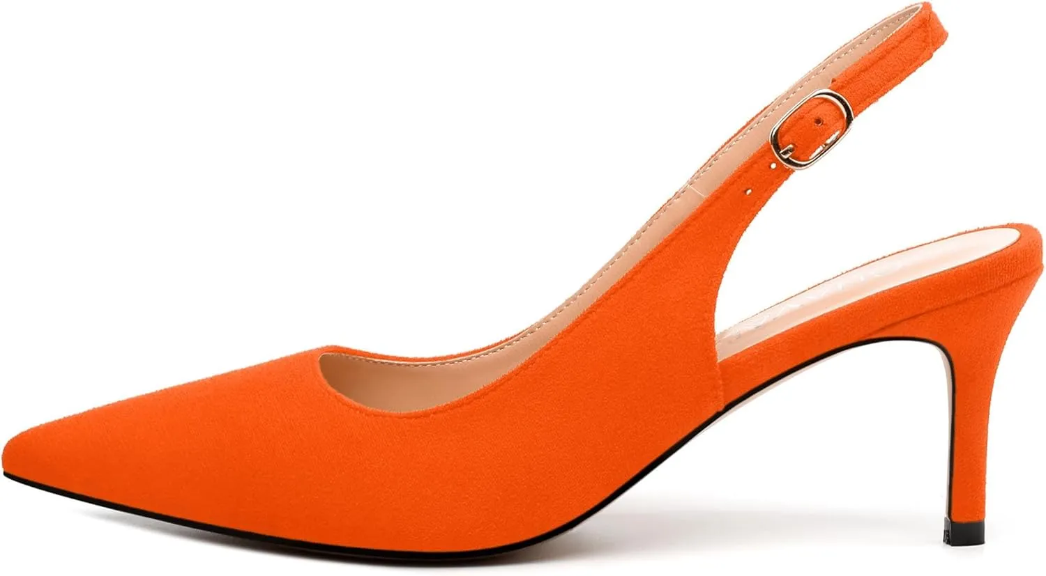 Women's Buckle Slingback Pumps, Pointed Closed Toe Mid Stiletto Heels, Slip On Fashion Solid Suede Working Wedding Dress Shoes for Women