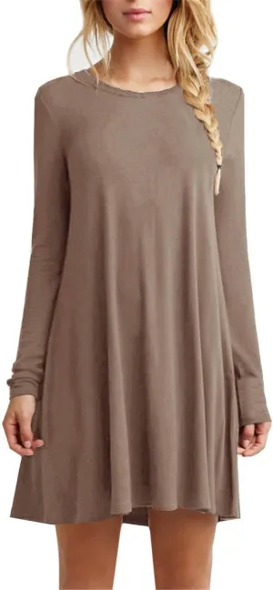 Women's Casual Plain Fit Flowy Simple Swing T-Shirt Loose Tunic Dress¡­