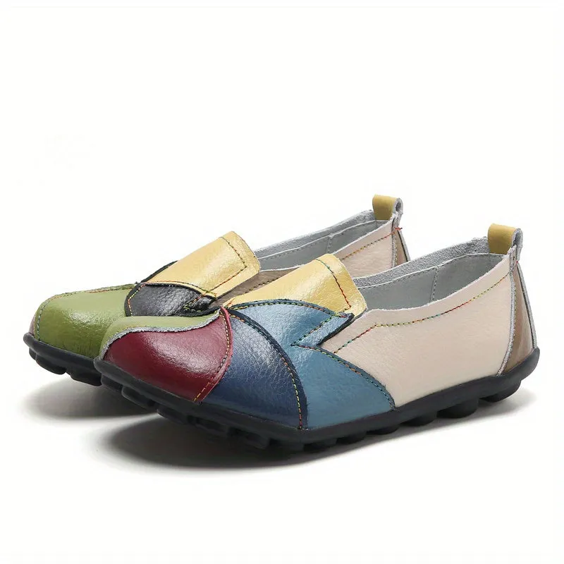 Womens Colorblock Flat Shoes - Stylish Slip-Ons with Ultra-Comfortable Soft Sole, Anti-Slip Traction for Casual Everyday Wear