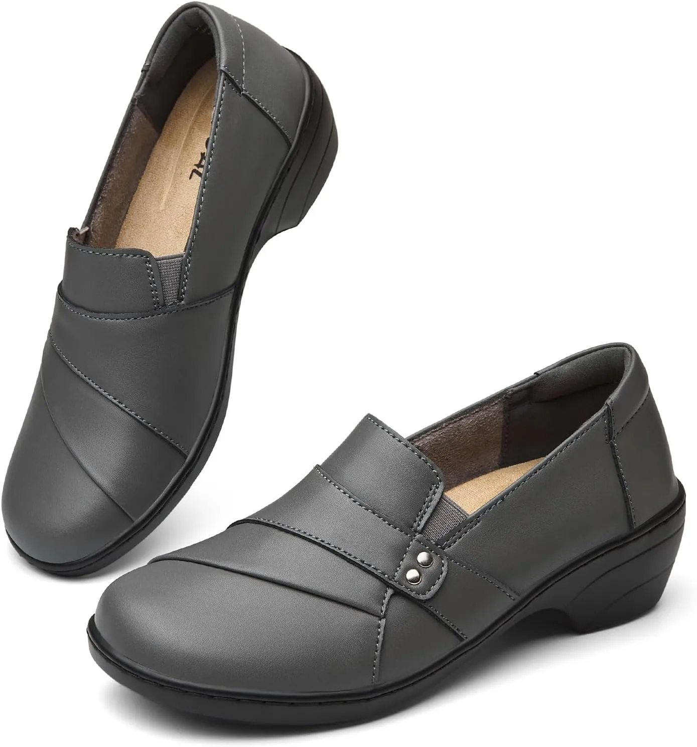Women's Comfortable & Lightweight Leather Loafers Slip-Ons Stylish Business Casual Dress Shoes Work Office Everyday Walking Shoes for Women