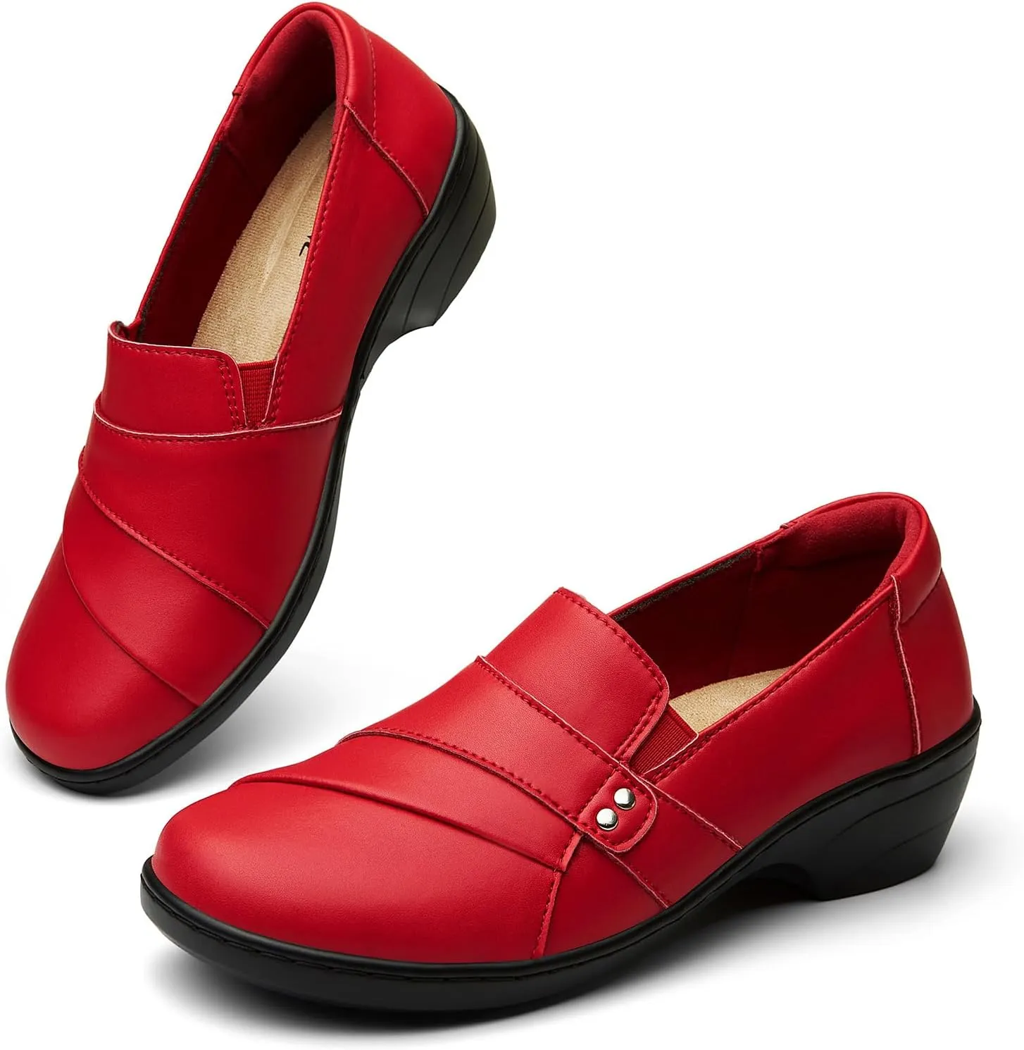 Women's Comfortable & Lightweight Leather Loafers Slip-Ons Stylish Business Casual Dress Shoes Work Office Everyday Walking Shoes for Women