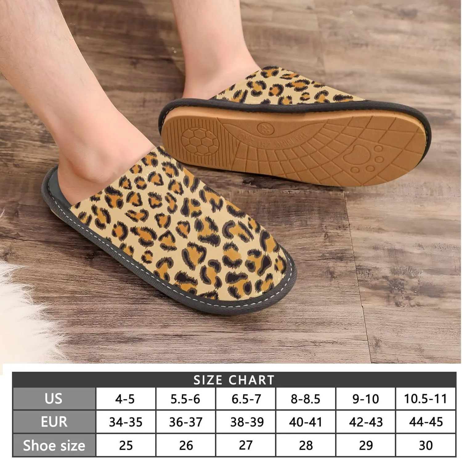 Women's Cosy Slippers, Cute Brown Leopard Casual Unisex Slip-On Breathable Memory Foam Scuff Lazy Mens House Shoes for Leisure Indoor/Outdoor Size 4-11
