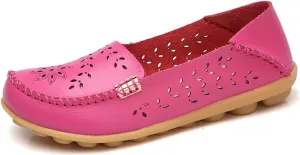 Womens Cowhide Casual Slipper Loafers Moccasin Driving Shoes Flat Slip-Ons