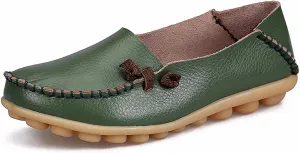 Women's Cowhide Leather Slipper Loafers Flat Shoes Slip-Ons