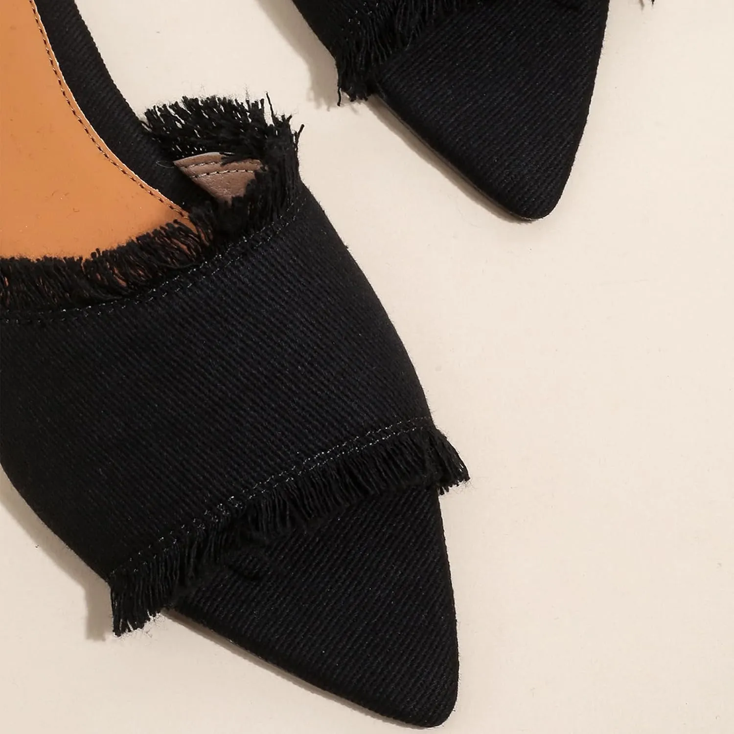 Women's Fashion Denim Cloth Flat Slides Sandals Summer Fish Mouth Open Toe Tassel Comfort Soft Slip On Outdoor Slipper Walking Beach Casual Sandals