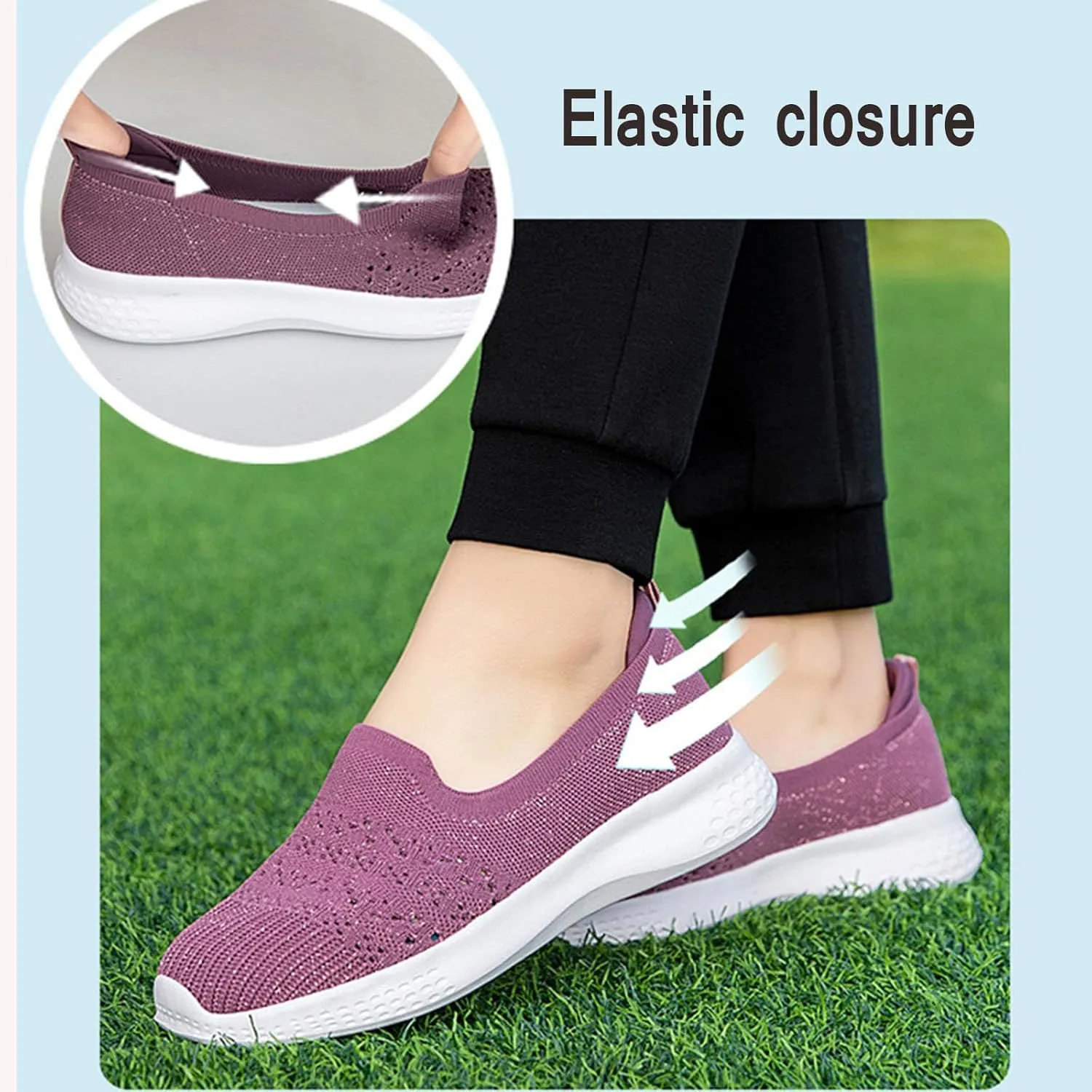 Women's Fashion Lightweight Knit Mesh Flat Loafers Casual Comfortable Soft Non-Slip Breathable Walking Shoes