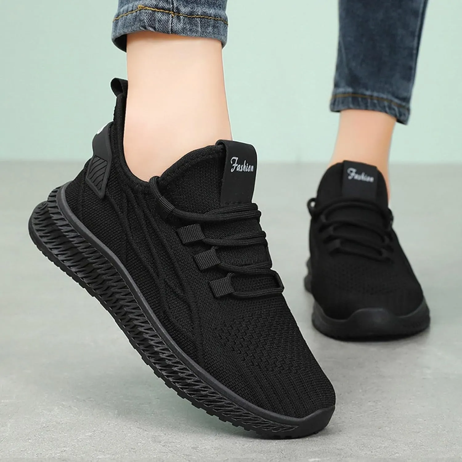 Women's Fashion Mesh Breathable Lightweight Lace Up Soft Sole Versatile Casual Running Slip Club C Women Double Sneaker