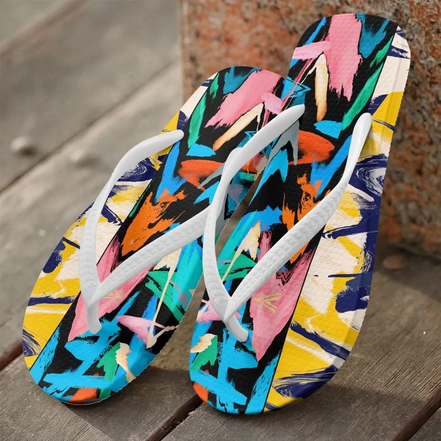 Women's Flip-Flops Colorful Patterns Slippers Women's Casual Sandals Indoor Outdoor