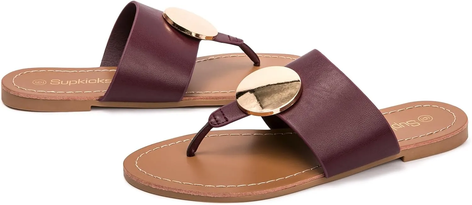 Women's Flip Flops Comfortable Soft T-Strap Flat Sandals Casual Slip on Thong Fashion Slide Sandals Summer Beach Slippers