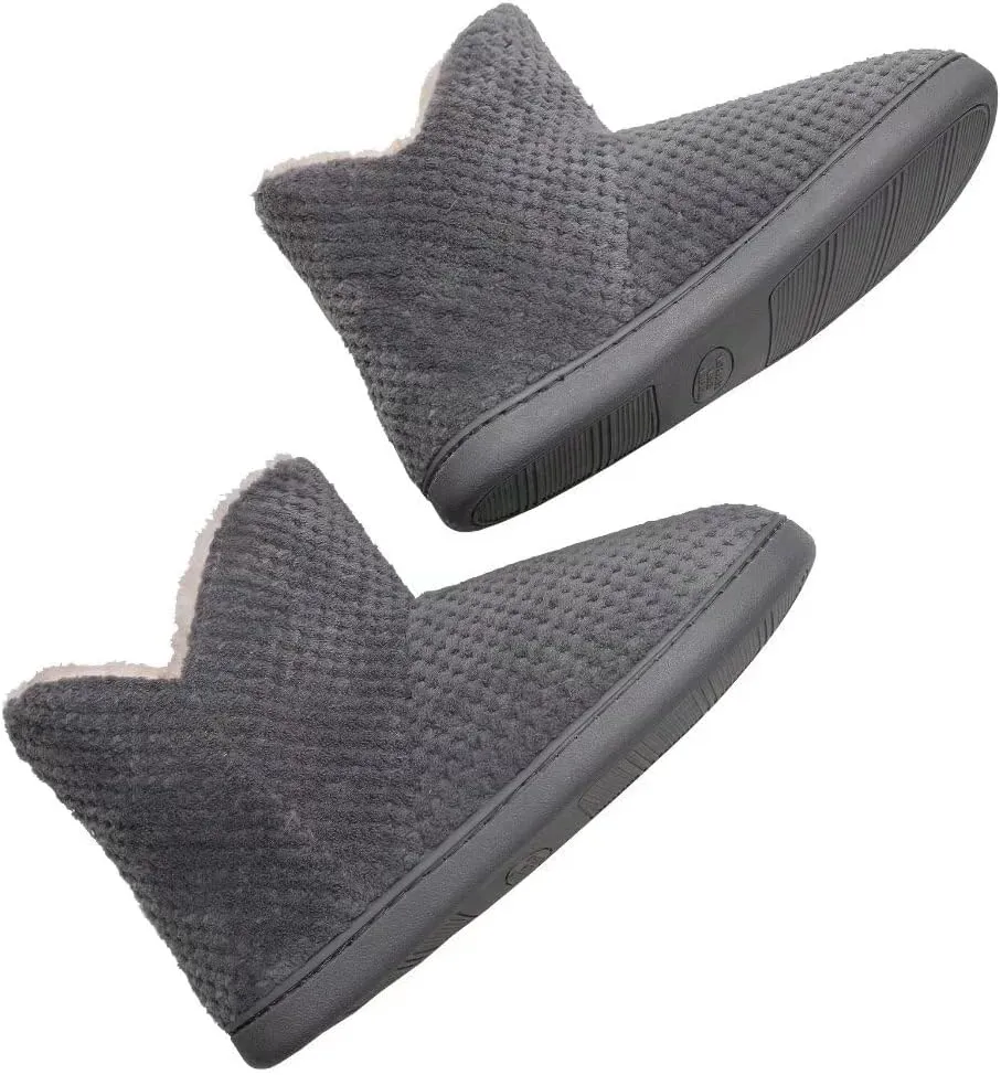 Women's furry Bootie Slippers Comfy Warm House Slippers with Plush Faux Fur Lining Outdoor Indoor