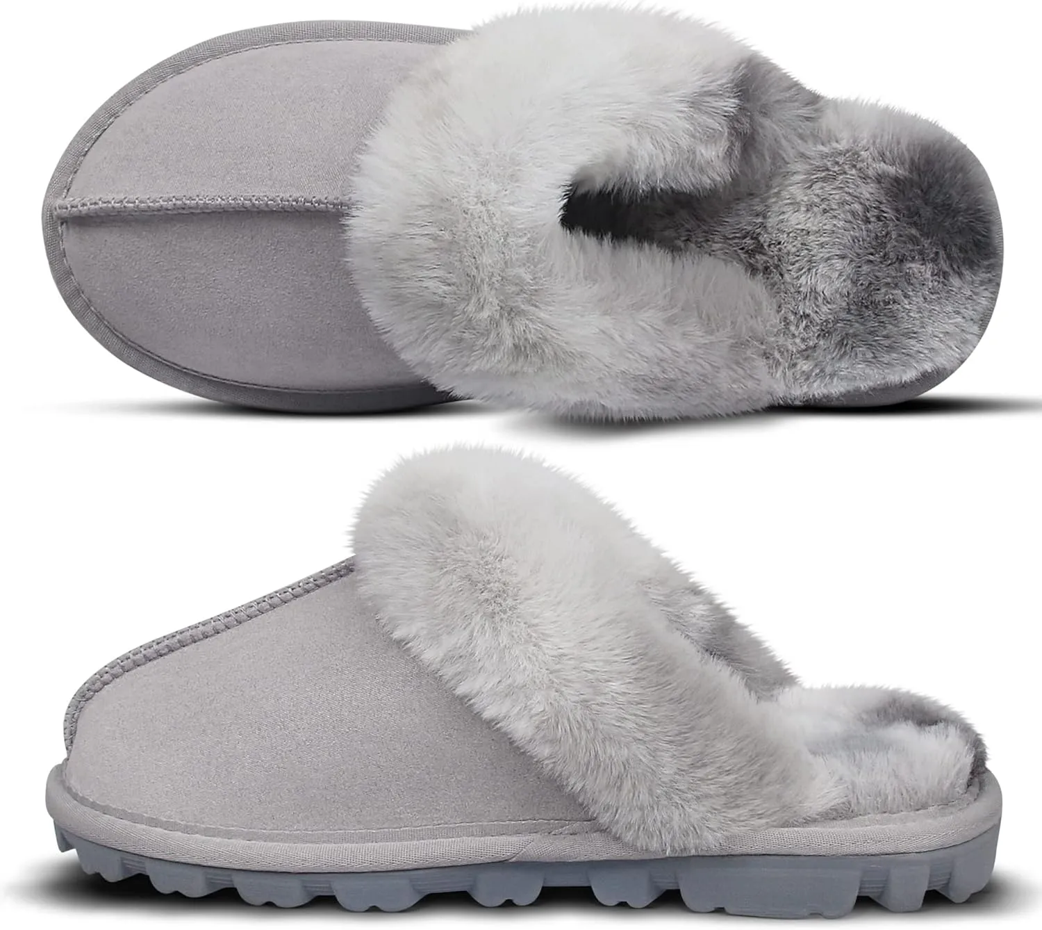 Women's Fuzzy Autumn Winter Plush Purple Solid Faux Fur Slippers