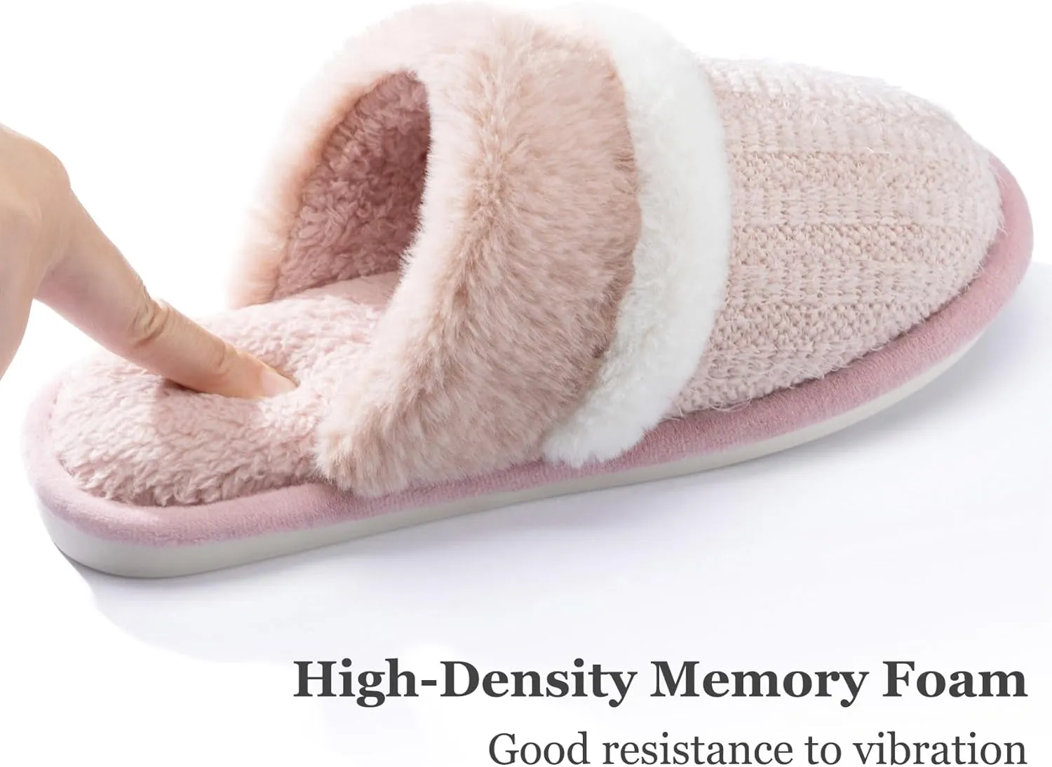 Women's Fuzzy Memory Foam Slippers Warm Gifts Trendy House Slippers Anti-Skid Rubber House Shoes for Women Mom Girlfriend Indoor Outdoor