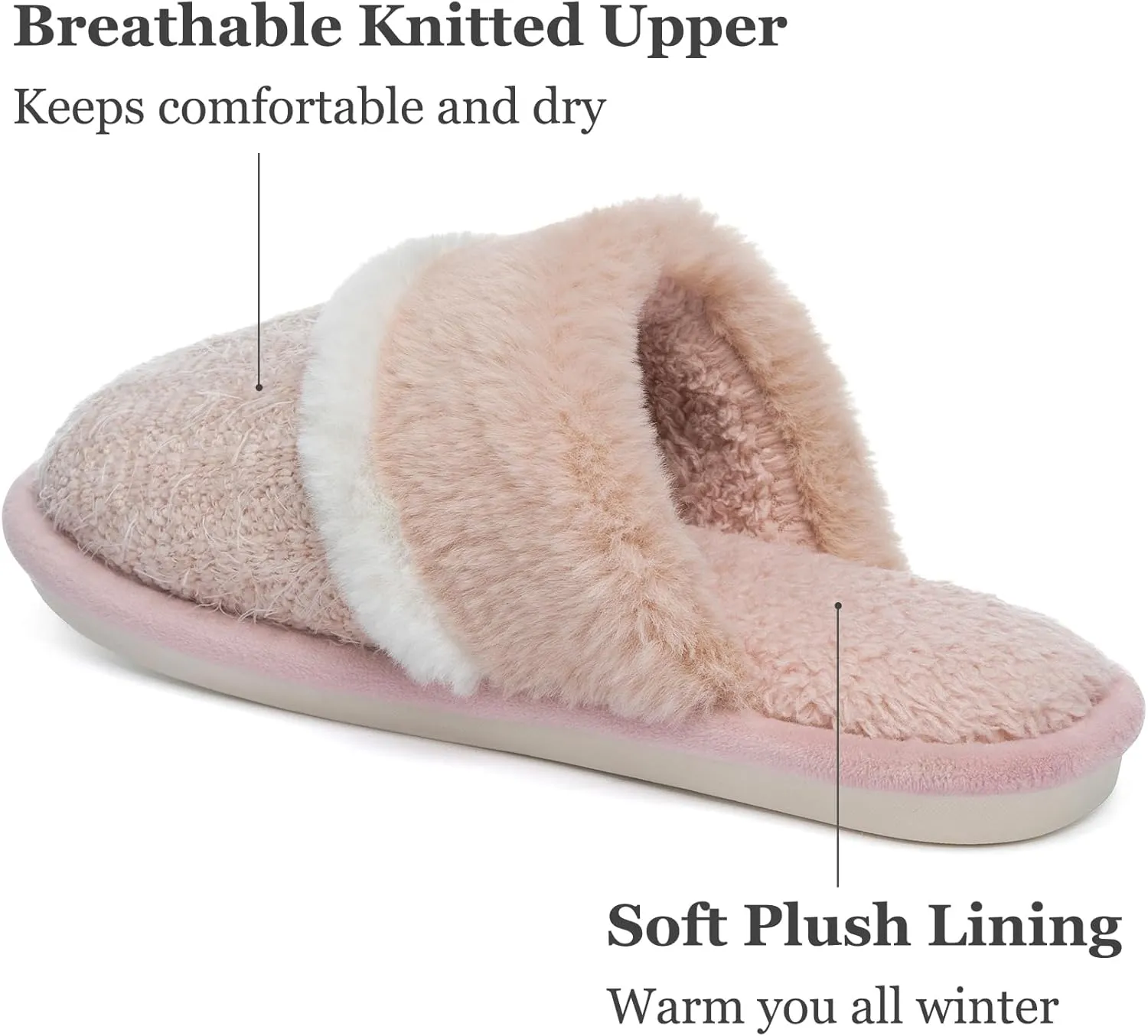 Women's Fuzzy Memory Foam Slippers Warm Gifts Trendy House Slippers Anti-Skid Rubber House Shoes for Women Mom Girlfriend Indoor Outdoor