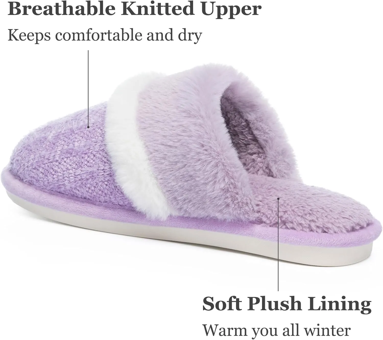 Women's Fuzzy Memory Foam Slippers Warm Gifts Trendy House Slippers Anti-Skid Rubber House Shoes for Women Mom Girlfriend Indoor Outdoor