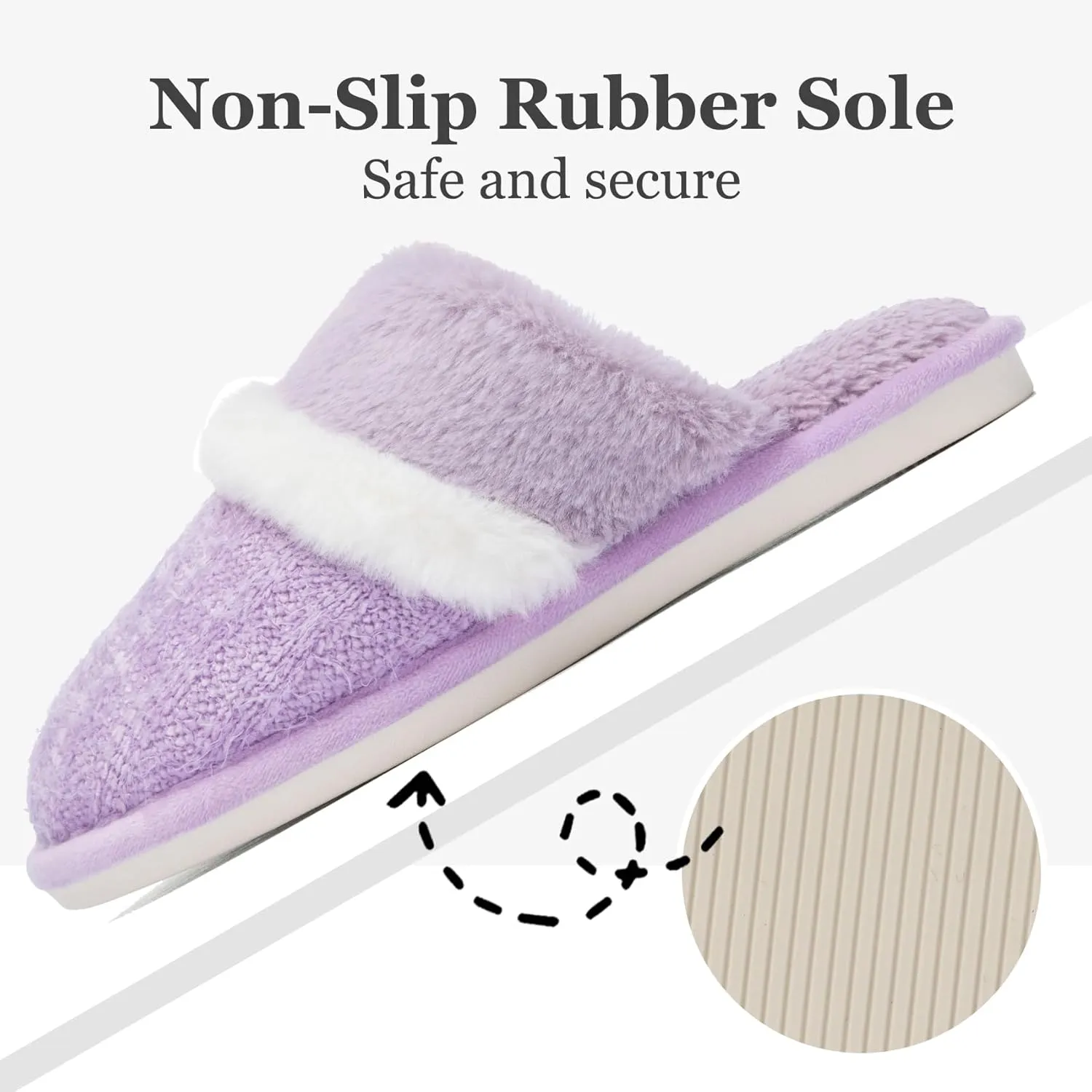 Women's Fuzzy Memory Foam Slippers Warm Gifts Trendy House Slippers Anti-Skid Rubber House Shoes for Women Mom Girlfriend Indoor Outdoor