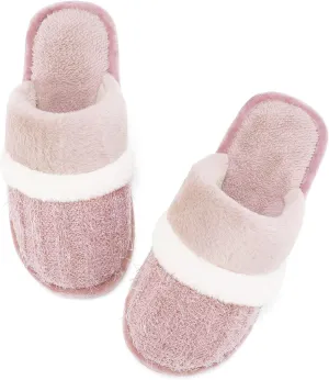 Women's Fuzzy Memory Foam Slippers Warm Gifts Trendy House Slippers Anti-Skid Rubber House Shoes for Women Mom Girlfriend Indoor Outdoor