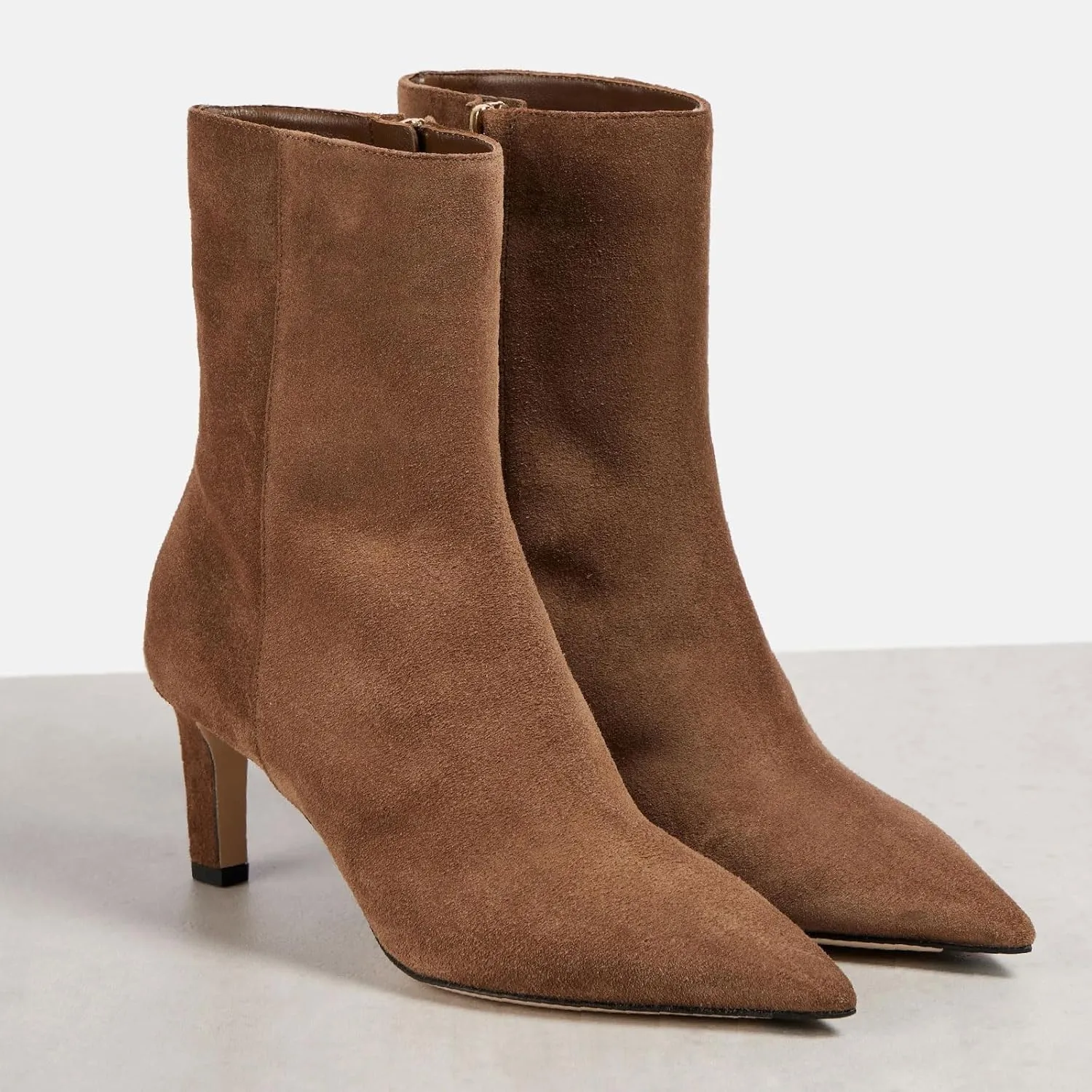 Women's High Heel Pointed Toe Block Heel Ankle Boots Fashion Suede Side Zipper Dressy Heeled Bootie Fall Winter Office Wedding Chunky Heel Booties for Ladies