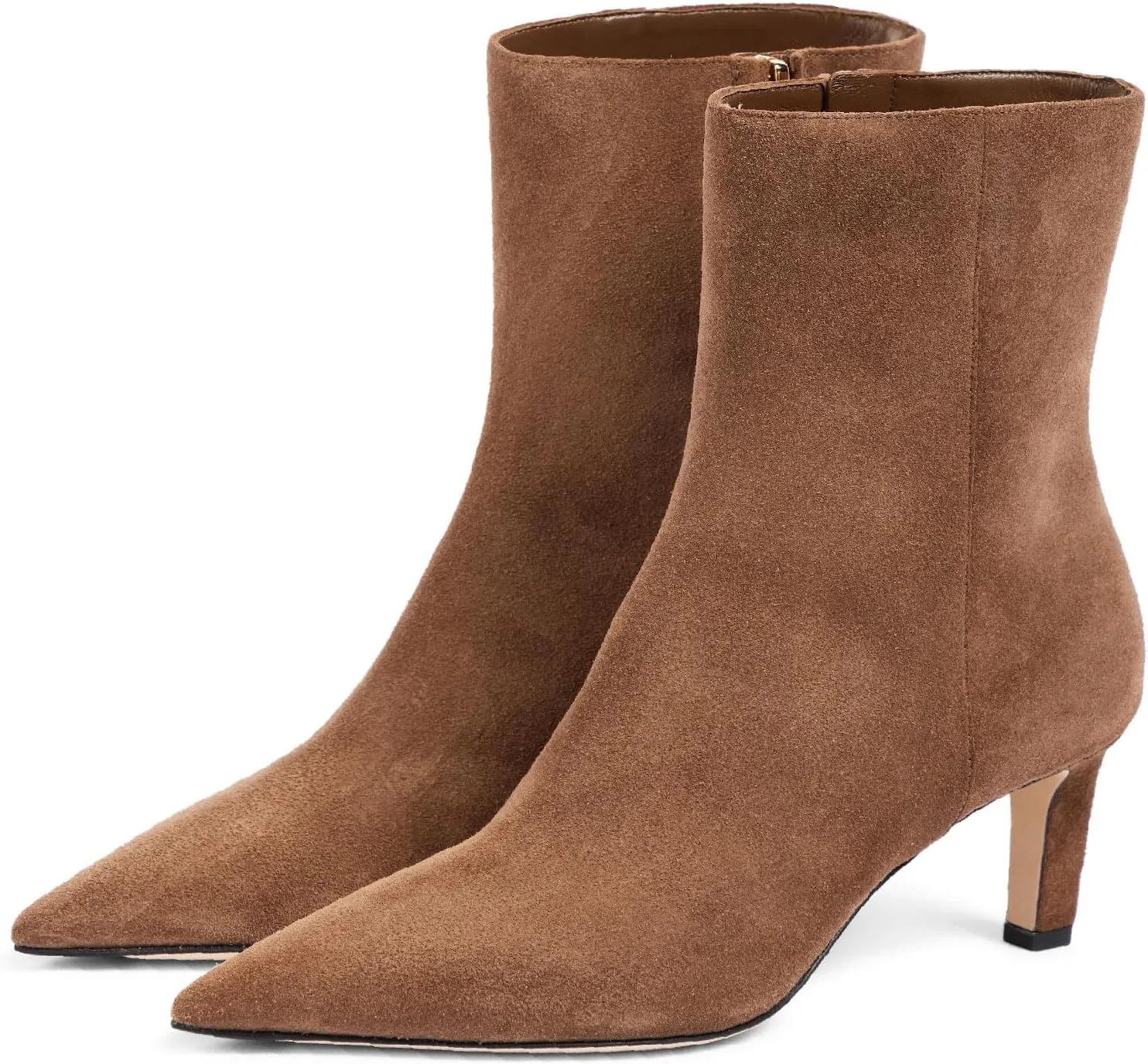 Women's High Heel Pointed Toe Block Heel Ankle Boots Fashion Suede Side Zipper Dressy Heeled Bootie Fall Winter Office Wedding Chunky Heel Booties for Ladies