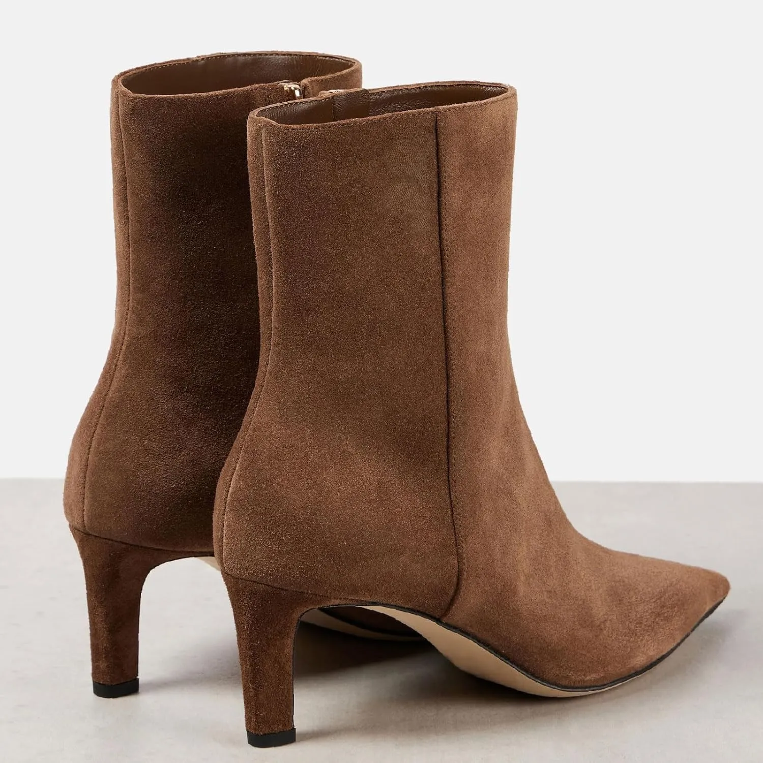 Women's High Heel Pointed Toe Block Heel Ankle Boots Fashion Suede Side Zipper Dressy Heeled Bootie Fall Winter Office Wedding Chunky Heel Booties for Ladies