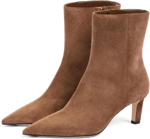 Women's High Heel Pointed Toe Block Heel Ankle Boots Fashion Suede Side Zipper Dressy Heeled Bootie Fall Winter Office Wedding Chunky Heel Booties for Ladies