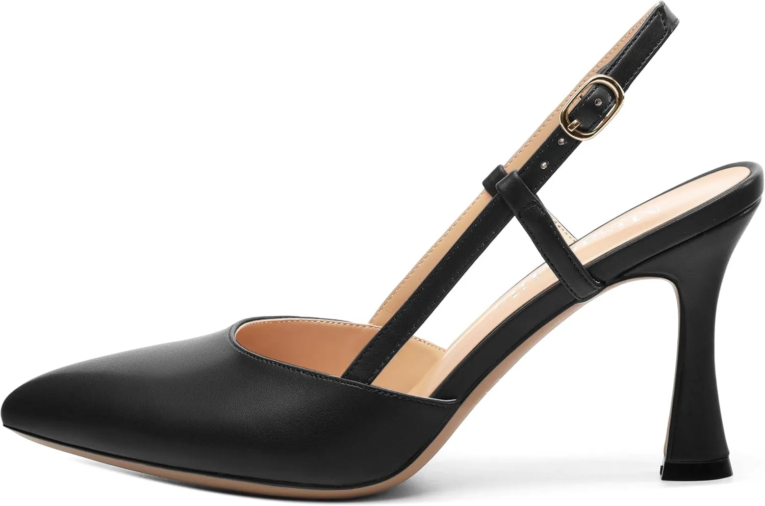 Women's Kitten High Heel Pumps - Pointed Toe Buckle Casual Fashion Wedding Party Dress Slingback Heels