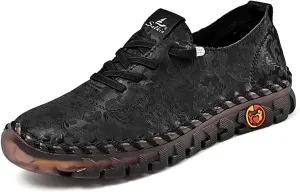 Women's Leather Soft Bottom Flat Shoes, Handmade Cowhide Loafers Breathable Non-Slip Comfort Orthopedic Walking Shoes