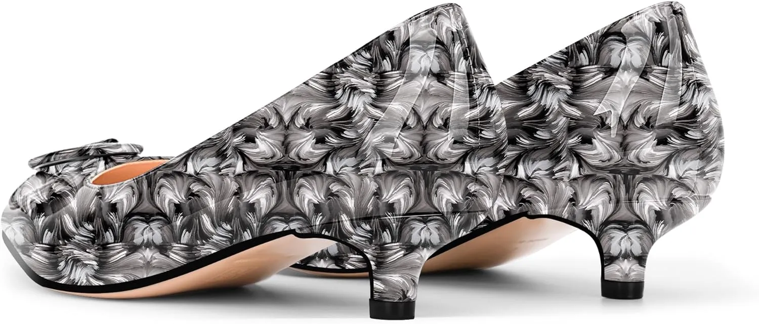 Women's Low Kitten Heel Pumps Pointed Closed Toe Buckle Slip On Office Comfort Shoes