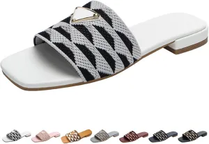 Womens Luxury Embroidered Slides Fashion Flat Summer Sandals