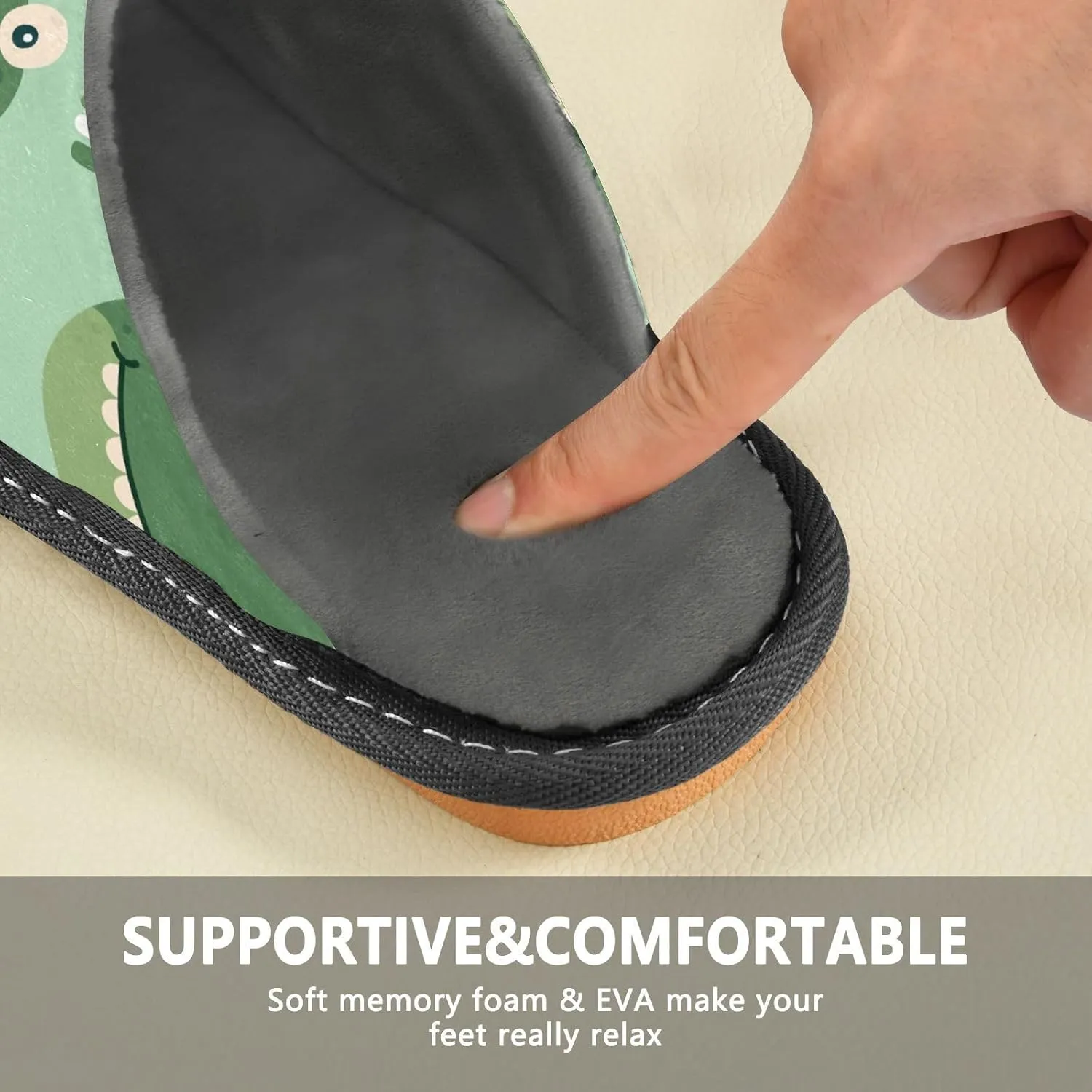 Women's Mens Cartoon Crocodile Rainbow Green Cosy Slip-On Slippers,Casual Comfy Linning Breathable Memory Foam Scuff House Bedroom Shoes Gift for Unisex Indoor/Outdoor Size 4-11