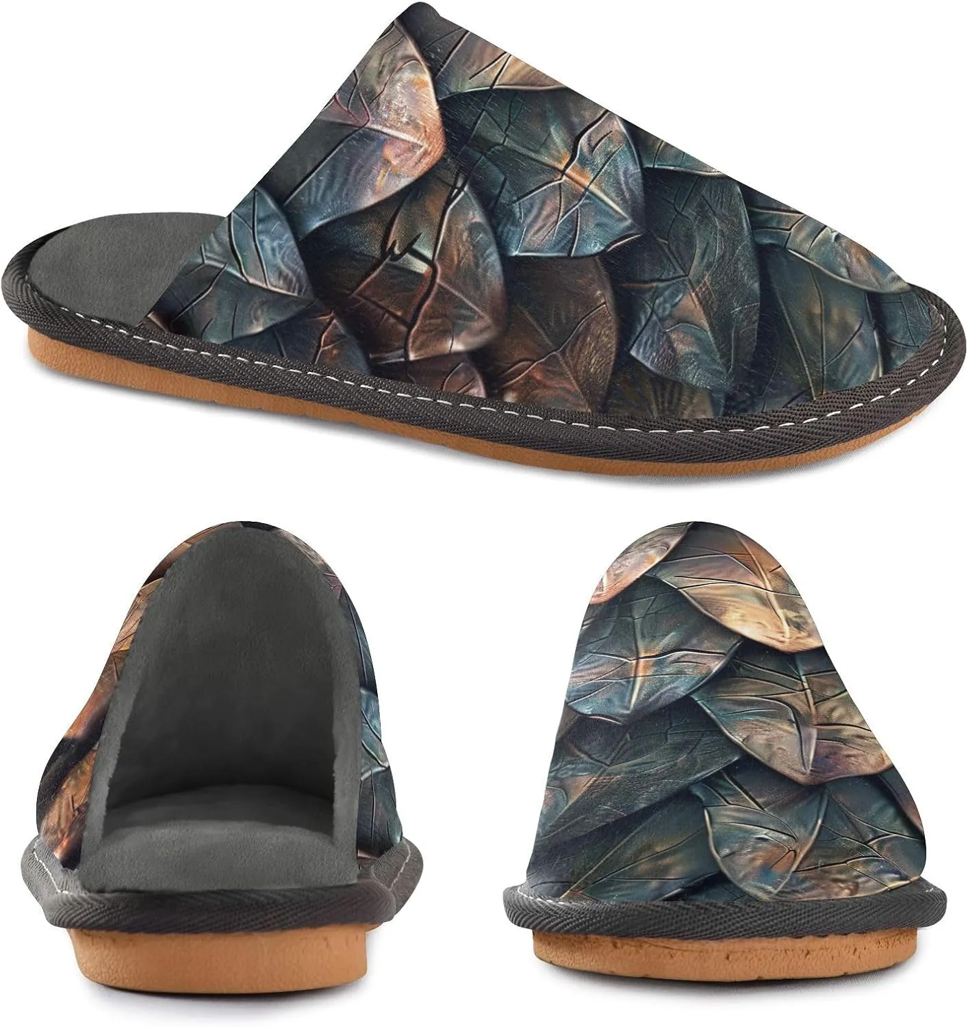 Women's Mens Cosy Slippers, Dragon Skin Casual Unisex Slip-On Breathable Memory Foam Scuff Lazy House Shoes for Indoor/Outdoor Size 4-11