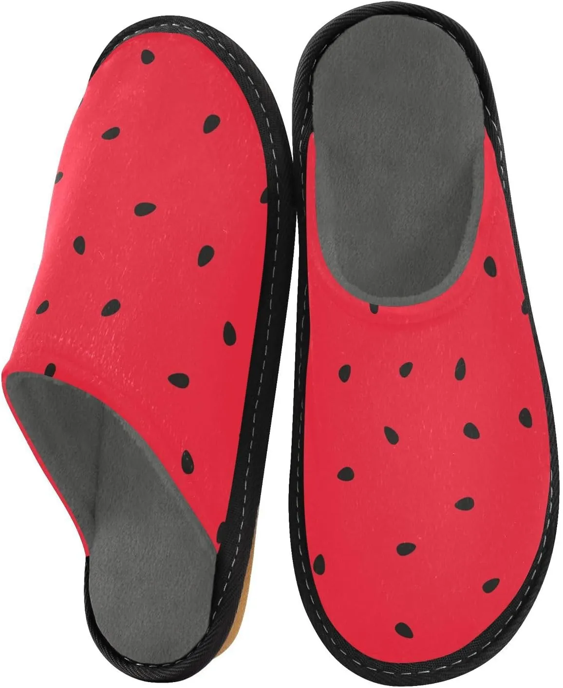 Women's Mens Cosy Slippers, Watermelon Slice Summer Casual Unisex Slip-On Breathable Memory Foam Scuff Lazy Daily House Shoes for Indoor/Outdoor Size 4-11
