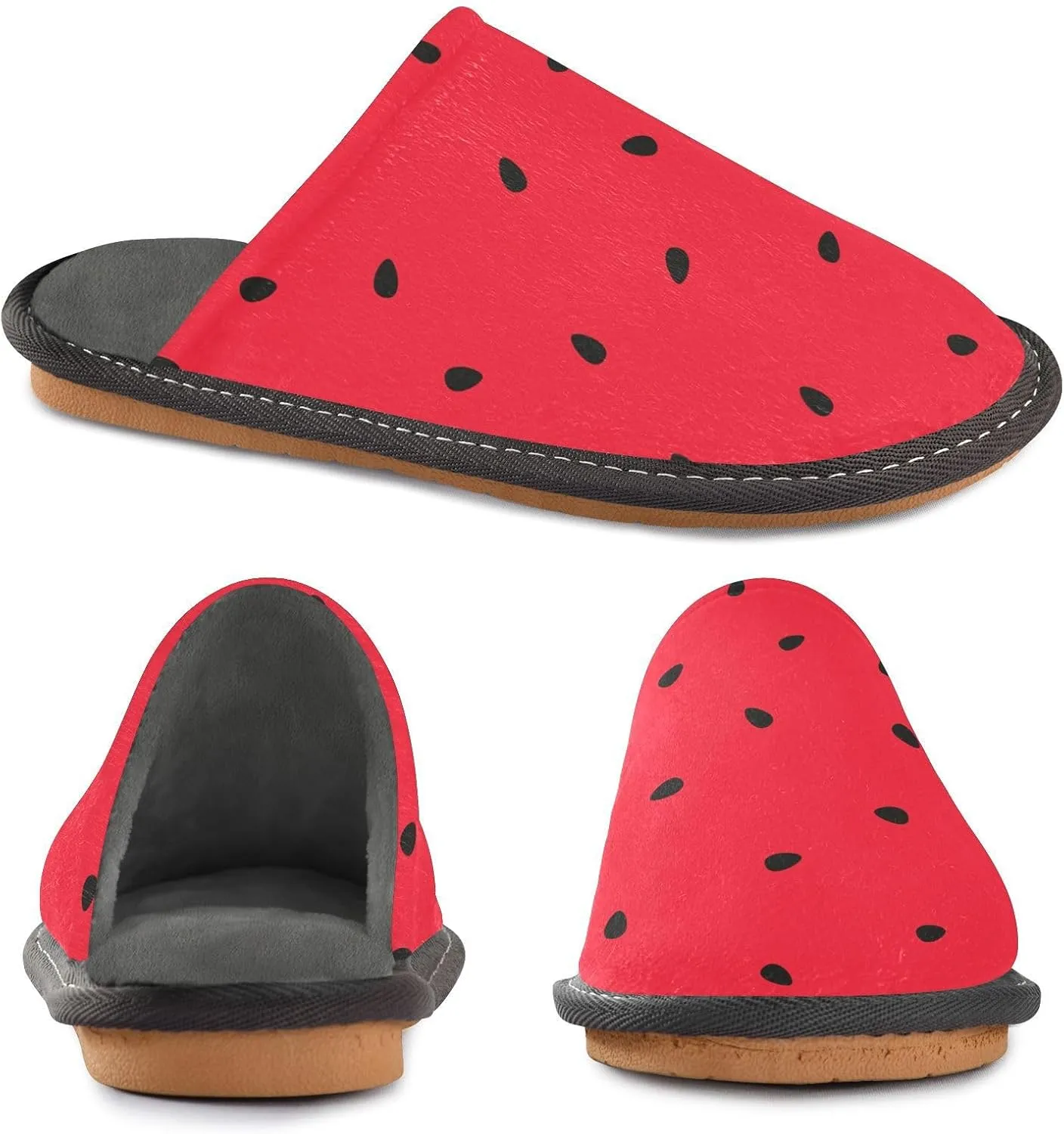 Women's Mens Cosy Slippers, Watermelon Slice Summer Casual Unisex Slip-On Breathable Memory Foam Scuff Lazy Daily House Shoes for Indoor/Outdoor Size 4-11