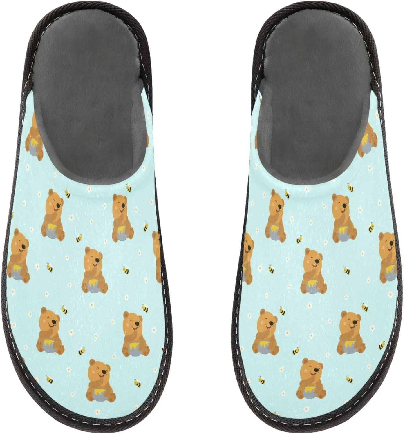 Women's Mens Cute Pattern Chic Cosy Slip-On Slippers,Casual Linning Breathable Memory Foam Scuff Winter House Bedroom Shoes Gift for Unisex Indoor/Outdoor Size 4-11