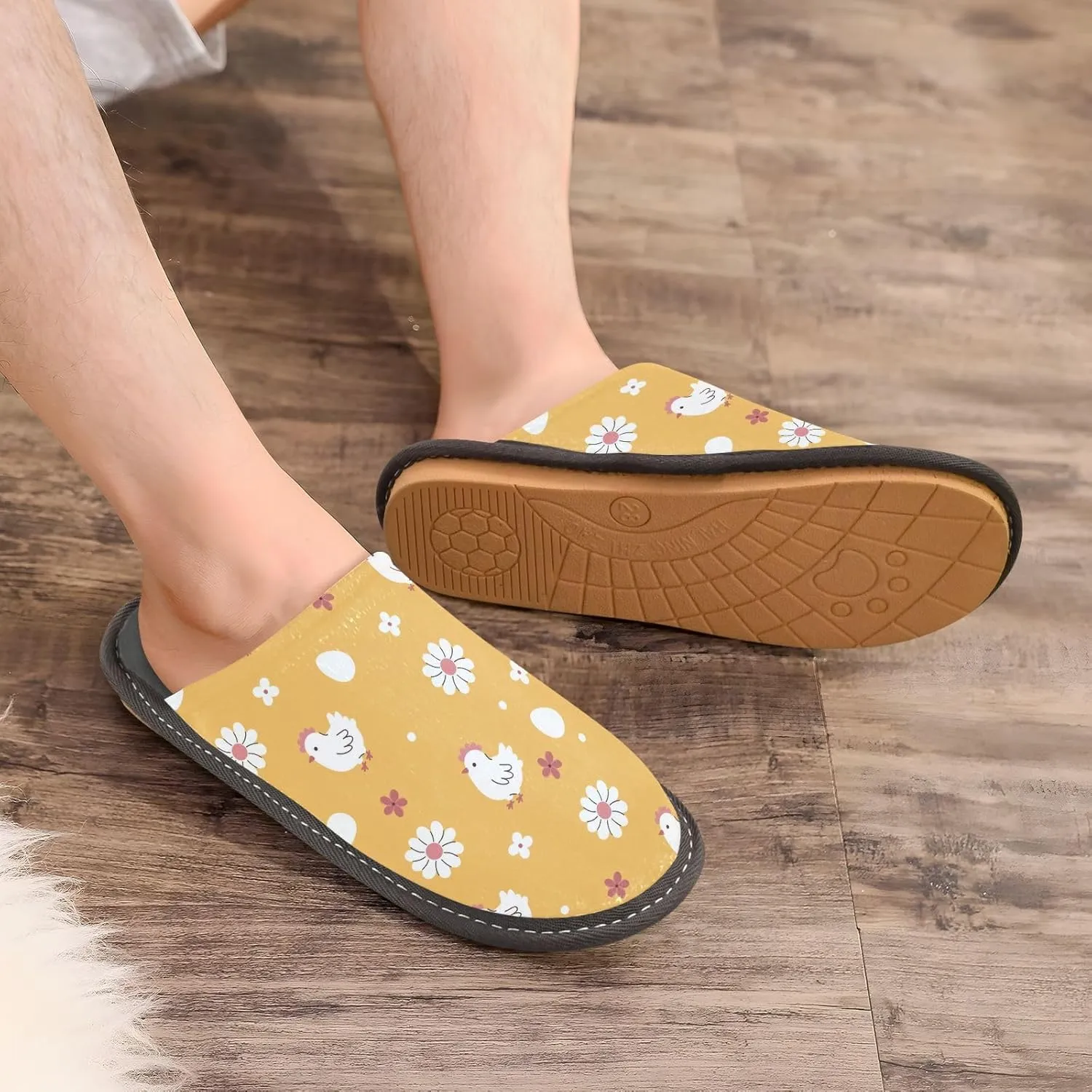 Women's Mens Cute Pattern Chic Cosy Slip-On Slippers,Casual Linning Breathable Memory Foam Scuff Winter House Bedroom Shoes Gift for Unisex Indoor/Outdoor Size 4-11