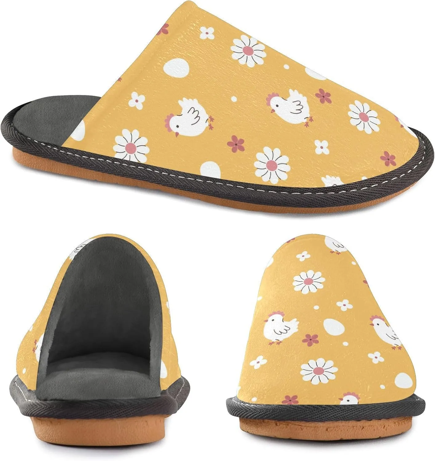 Women's Mens Cute Pattern Chic Cosy Slip-On Slippers,Casual Linning Breathable Memory Foam Scuff Winter House Bedroom Shoes Gift for Unisex Indoor/Outdoor Size 4-11