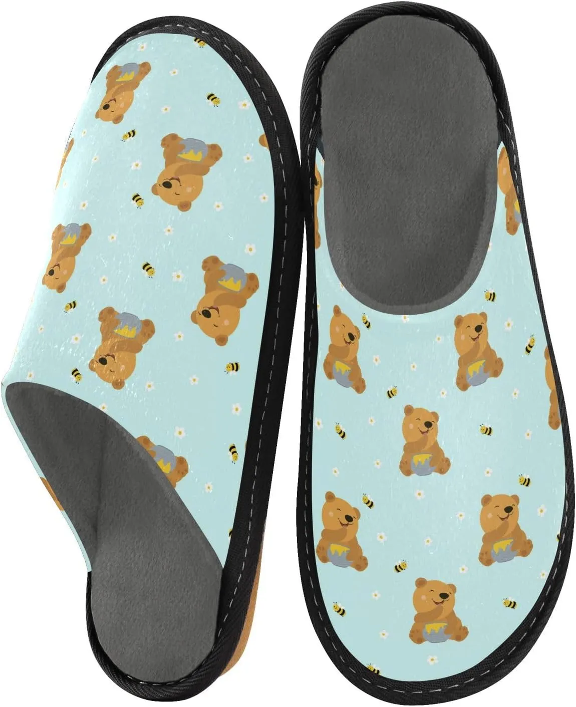 Women's Mens Cute Pattern Chic Cosy Slip-On Slippers,Casual Linning Breathable Memory Foam Scuff Winter House Bedroom Shoes Gift for Unisex Indoor/Outdoor Size 4-11