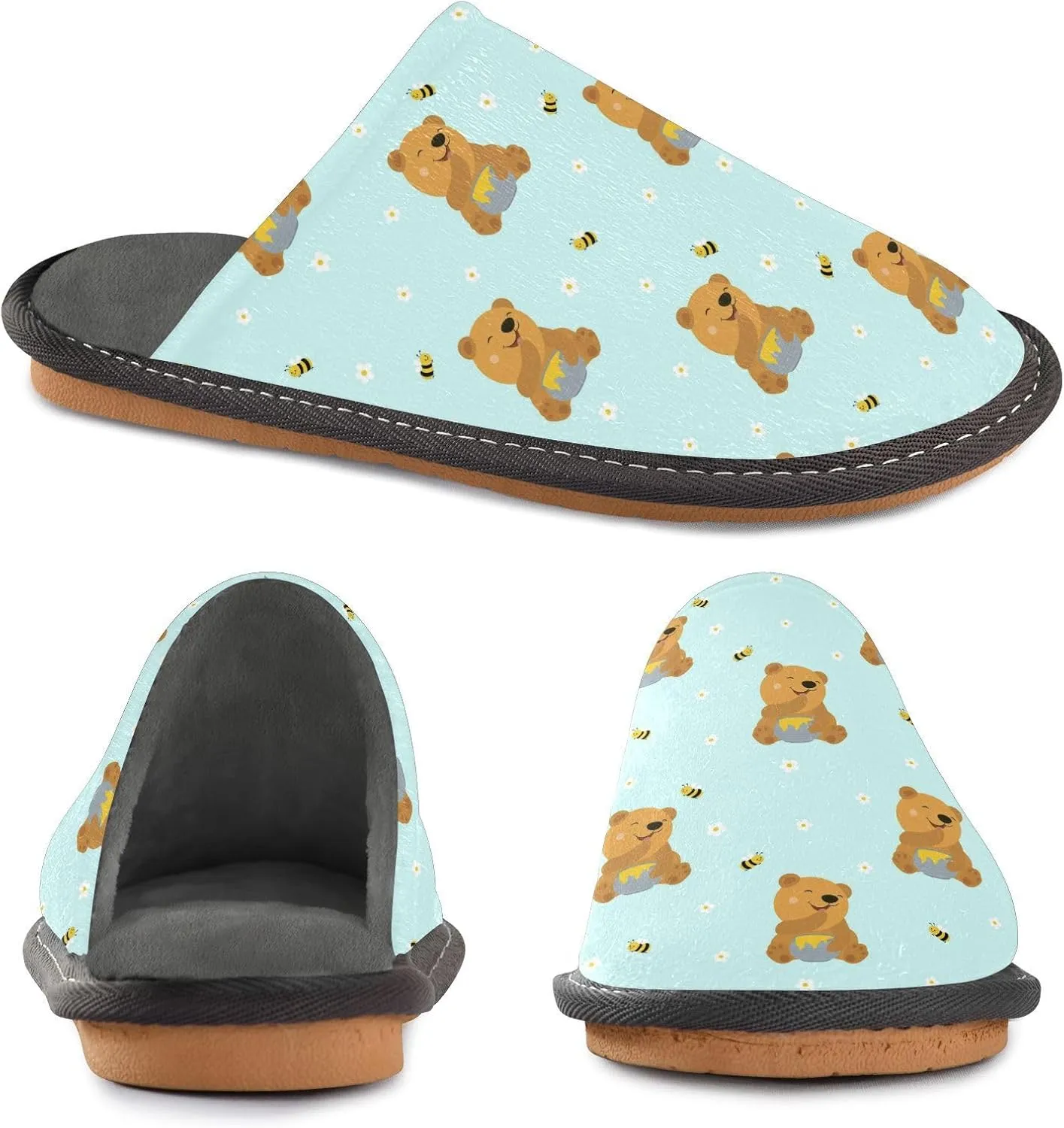 Women's Mens Cute Pattern Chic Cosy Slip-On Slippers,Casual Linning Breathable Memory Foam Scuff Winter House Bedroom Shoes Gift for Unisex Indoor/Outdoor Size 4-11